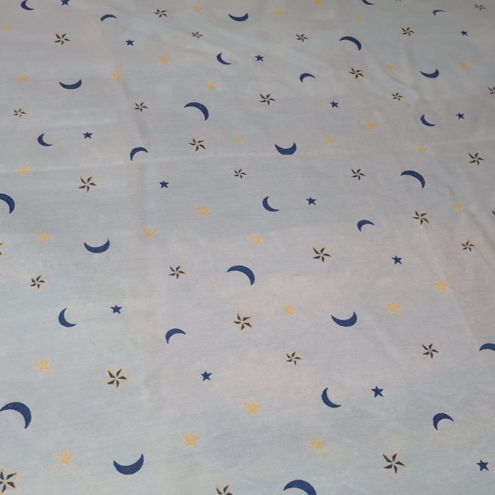 Vintage Springs Industries Twin Flat Sheet Blue Celestial Moon Stars Made in USA